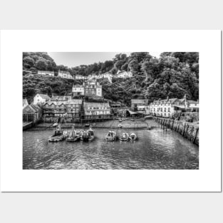 Clovelly Harbor, North Devon, England, Black And White Posters and Art